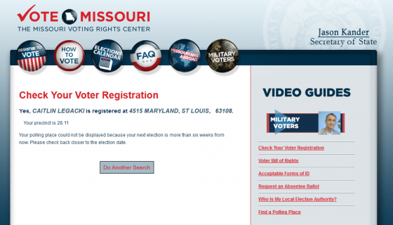 Caitlin Legacki also Registered to vote in MO