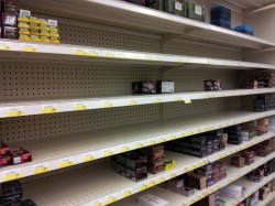 empty or near empty ammo shelves