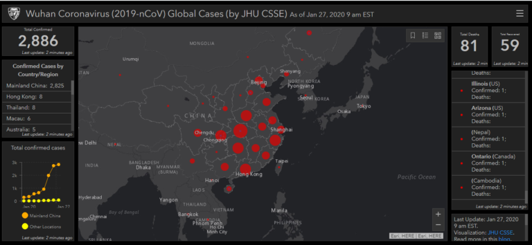 Coronavirus case map china
