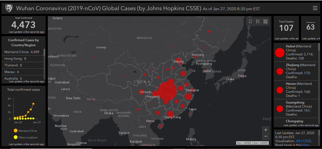 Coronavirus map 1-28-2020