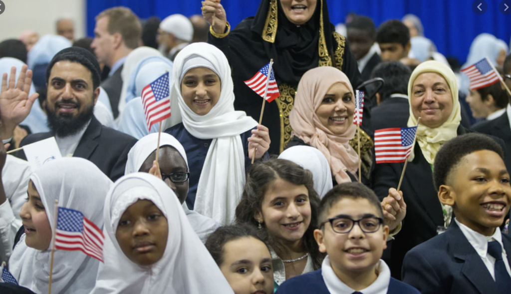 Muslims with American Flags