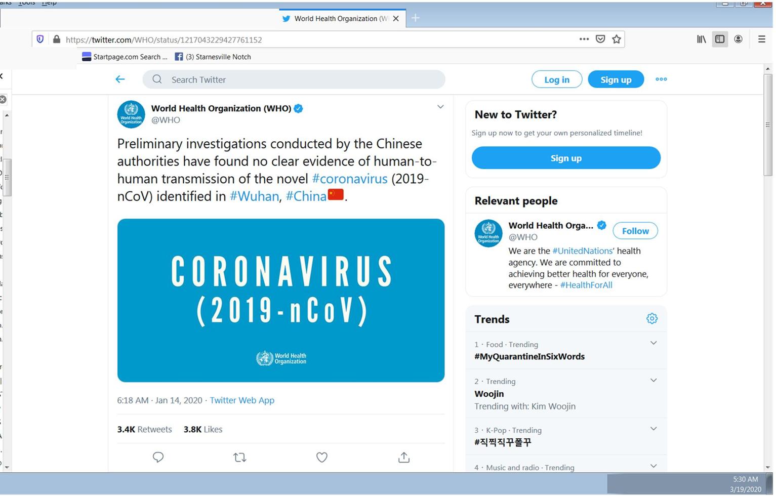 WHO Coronavirus