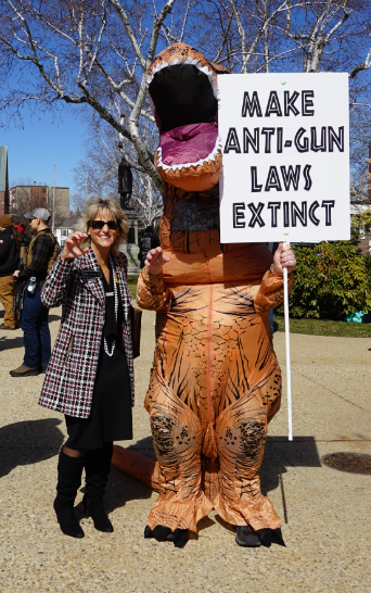 State Representative Jeanine Notter with Pro-2A T-Rex at Women's Defense League's Annual 2A Rally