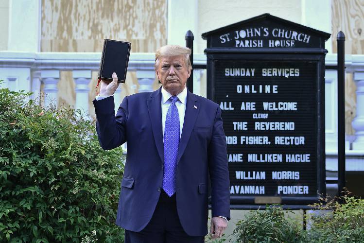 Trump holds Bible in front of St. John's Episcopal Church