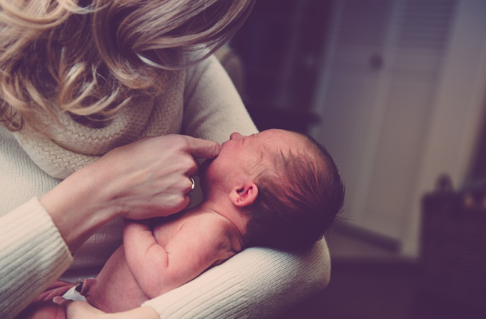 Mom and baby teething