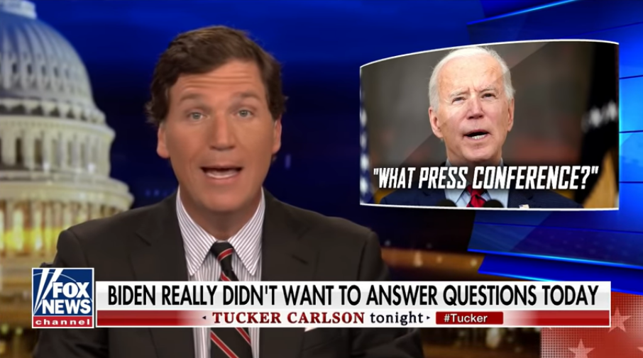 Biden Press Conference Tucker Carlson screen grab