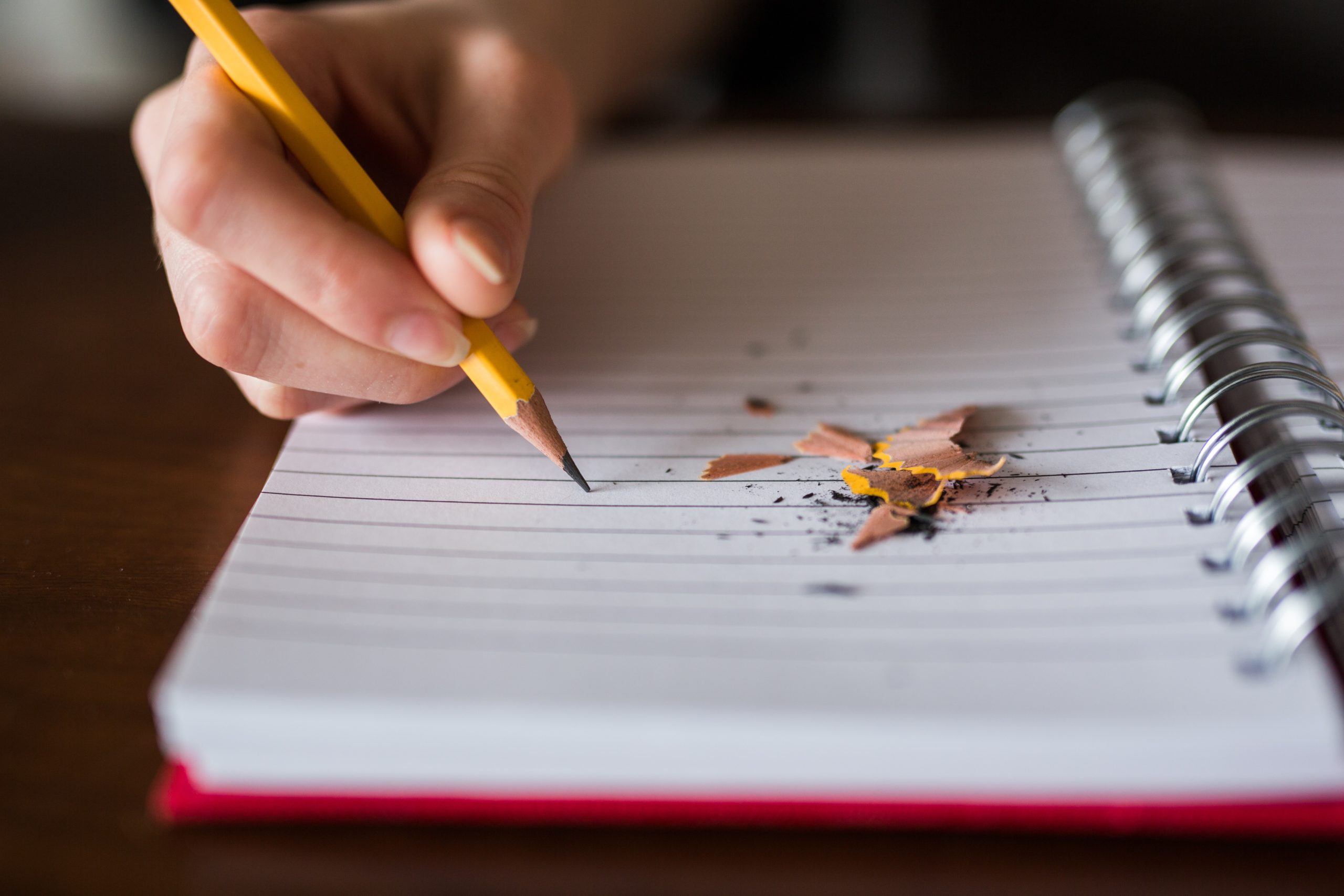 pencil notebook shavings