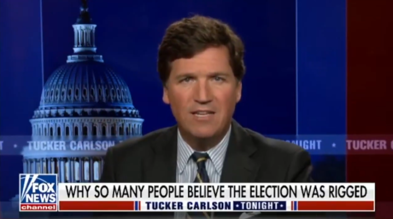 Tucker Carlson Screen Grab - Why SO Many Beleive the election was rigged.
