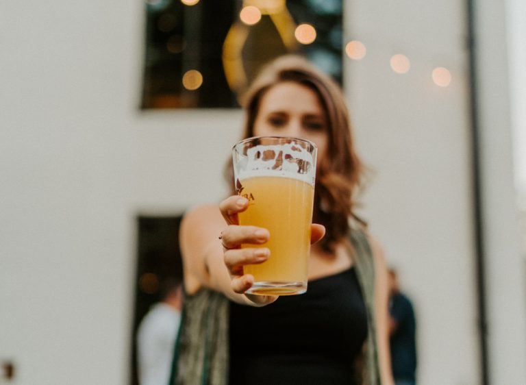 Woman glass beer