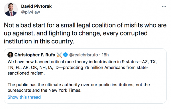 David Pivtorak Tweet 9 States against CRT