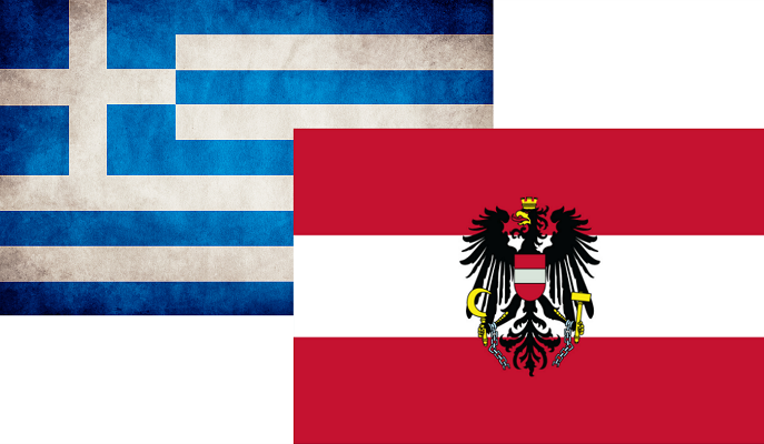 Flags of Greece and Austria