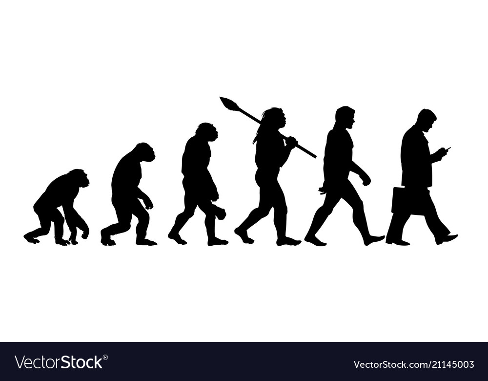 Theory of evolution of man silhouette. Human development