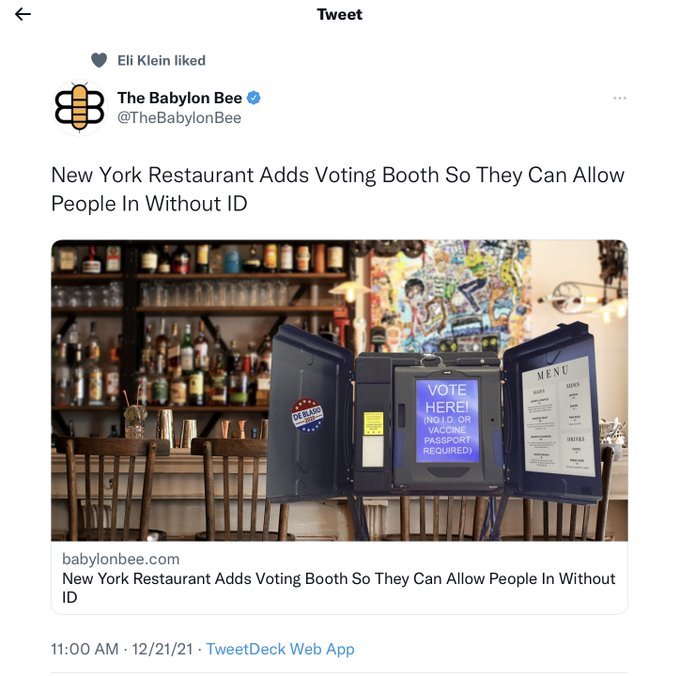 Bar with voting machine for no ID needed