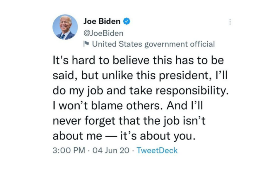 Remember When Biden Said "I Won't Blame Others" - The Internet Remembers ... - Granite Grok