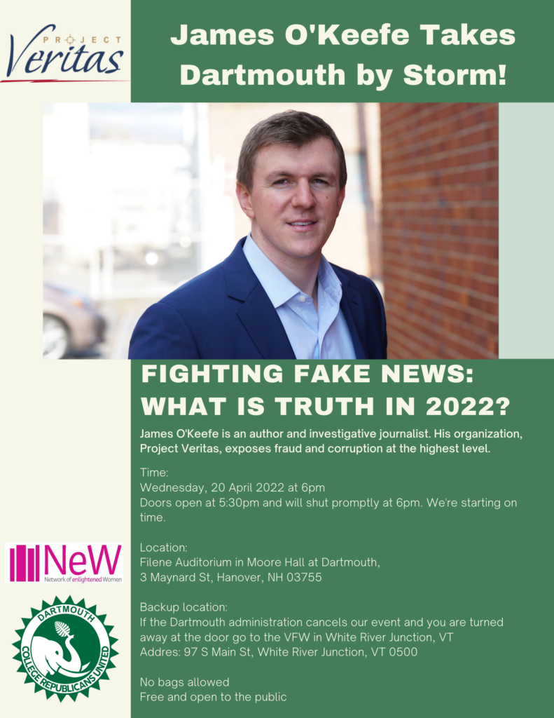 James Okeefe Dartmouth Event Flyer