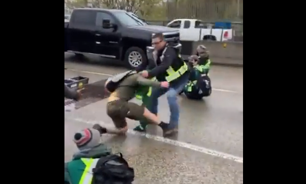 Twitter Screen Grab - Bridge protesters commuters