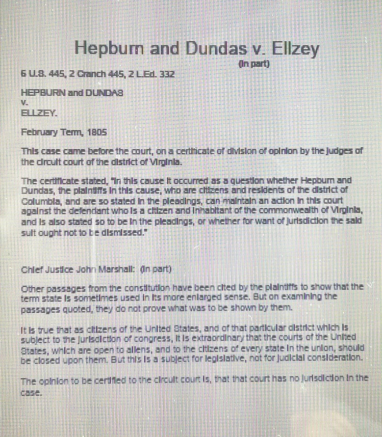 BW Hepburn and Dundas v. Ellzey i