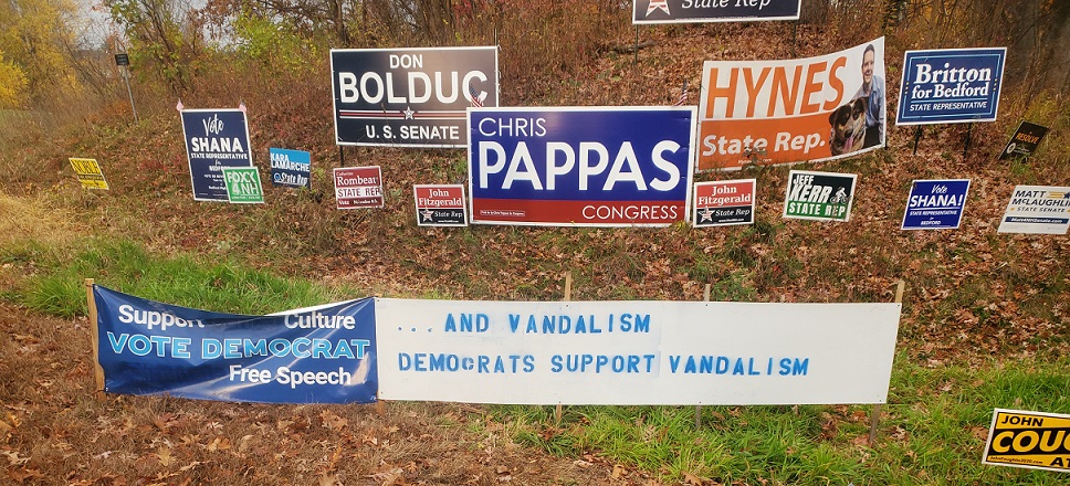 Democrats support vandalism campaign sign