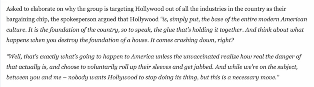 Hollywood celeb statement on proposed strike 2