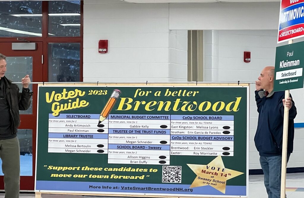 Brentwood Democrat sign in polling place