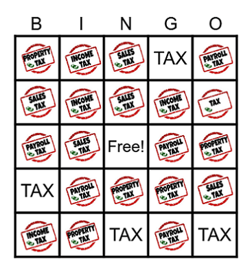 Tax Bingo Card Bingo Baker