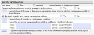 DCYF Form 1723 Safety section